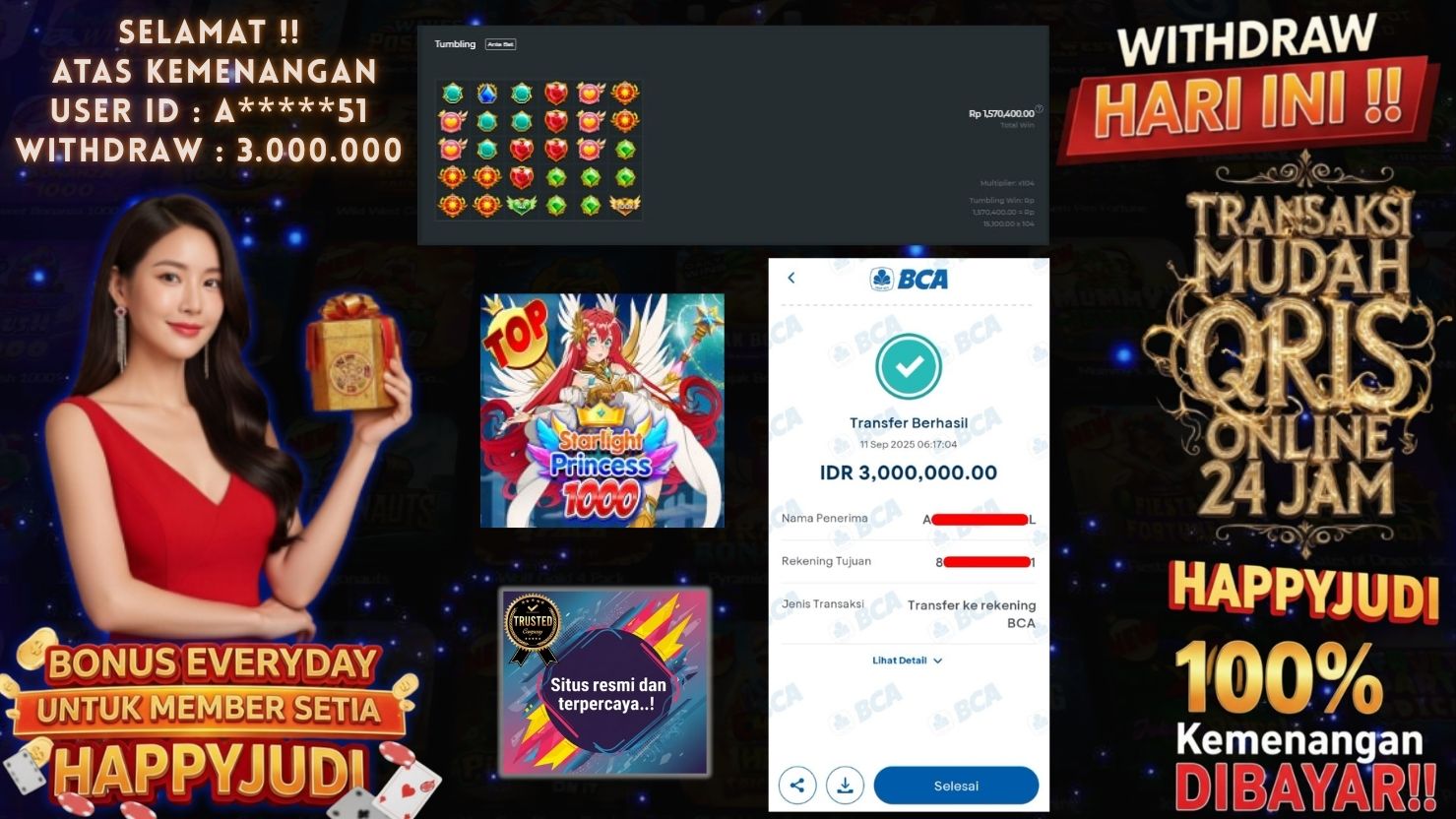 HAPPYJUDI JACKPOT SLOT STARLIGHT PRINCESS 1000